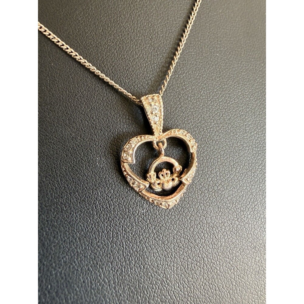 Sterling 925 Silver Rose Gold Irish Celtic Claddagh Heart Vintage Necklaces